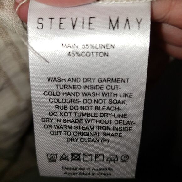 Stevie May Boho Willowtop Sand Gingham Linen Top - Picture 8 of 9